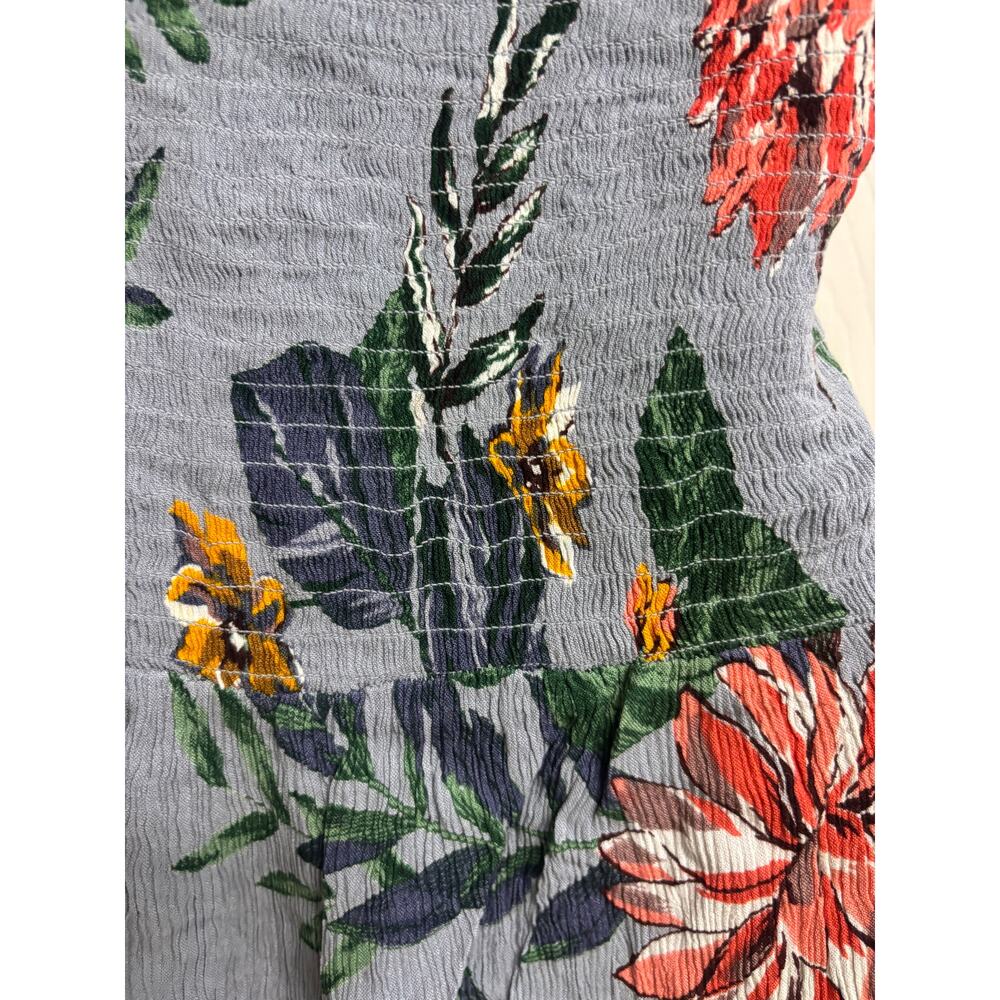 Patrons of Peace Floral Halter Top Gray Smocked Peplum Tie Back Size Medium New - Picture 5 of 9